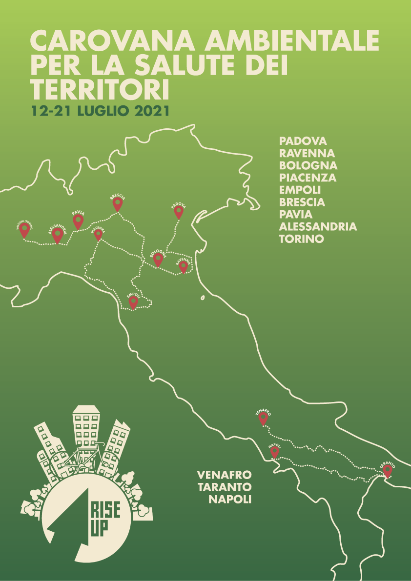 mappa dell'Italia con il tracciato delle carovane